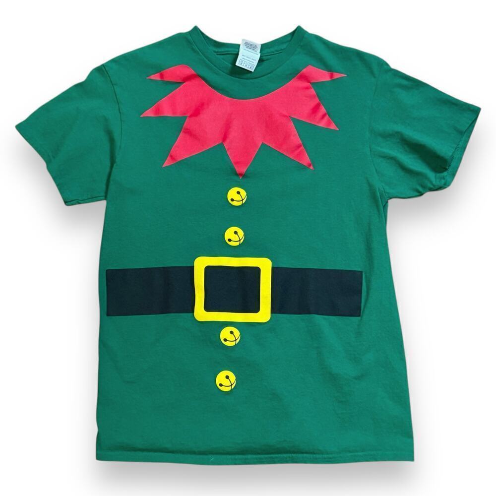 Christmas Elf T-Shirt Novelty Holiday Green Red Graphic Delta Pro Weight Sz M